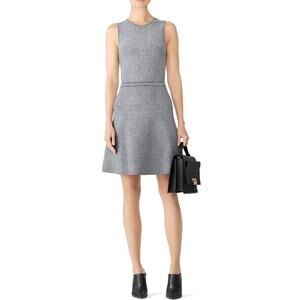 Theory Marl Flare Dress NWOT Medium Black White Crepe Women's Sleeveless